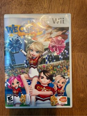 Nintendo Wii We Cheer 2 - White Case with Blue, Pink, Yellow Pom-Poms